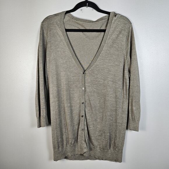 Ann Taylor Women’s Medium Silk Linen Blend Long-sleeved Button Cardigan - Picture 1 of 4